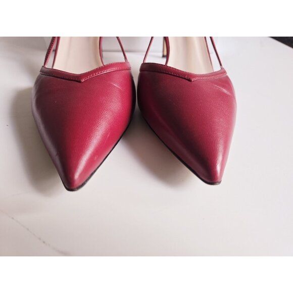 SJP Sarah Jessica Parker Pointed Toe D'Orsay Red Pump Heels Ahoes 9.5 Italy 39.5 - Picture 7 of 12
